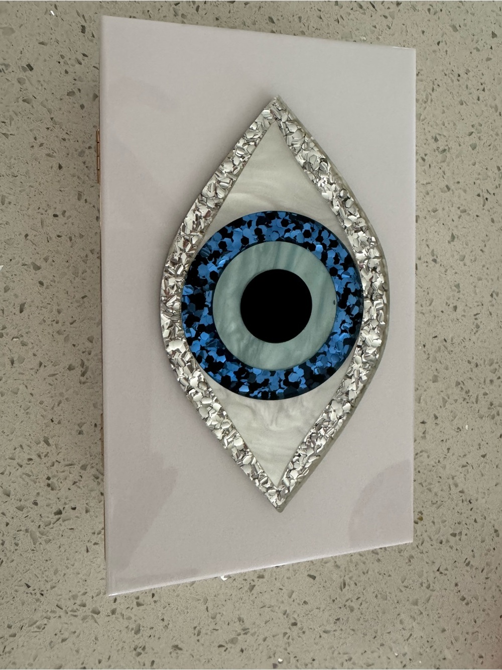 Evil eye clutch/crossbody with gold chain